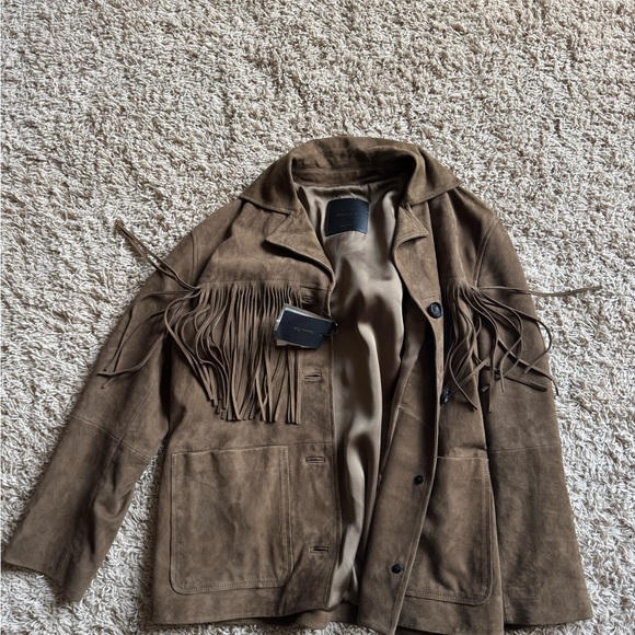 Massimo Dutti Brown Suede Jacket with Fringe - NWT - Picture 4 of 7